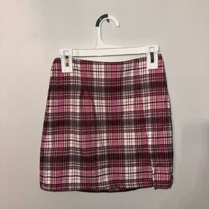 Girls Art Class Pink and Brown Plaid Skirt